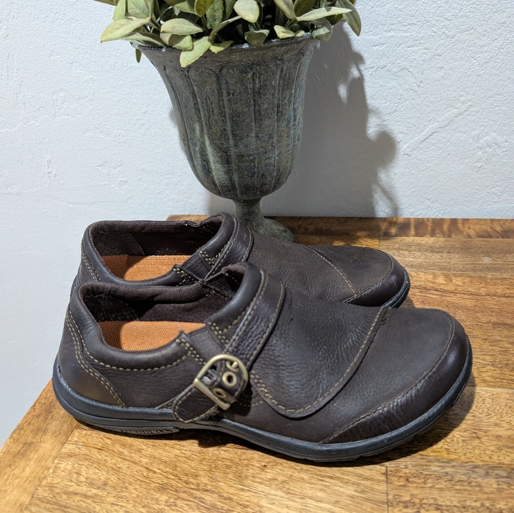 Merrell Leather‎ Expresso DASSIE Buckle Slip-On Shoe Size 6.5